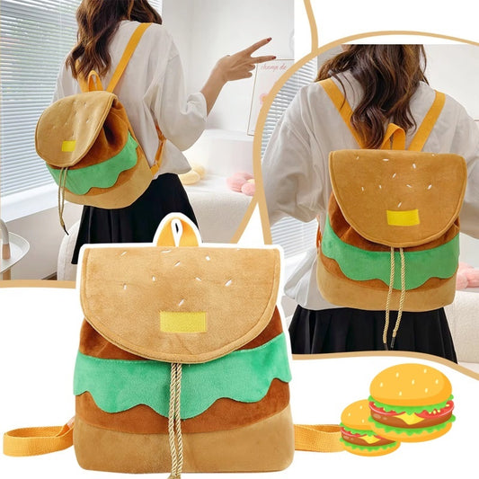 Cute Hamburger Plush Backpack for Girls & Kids