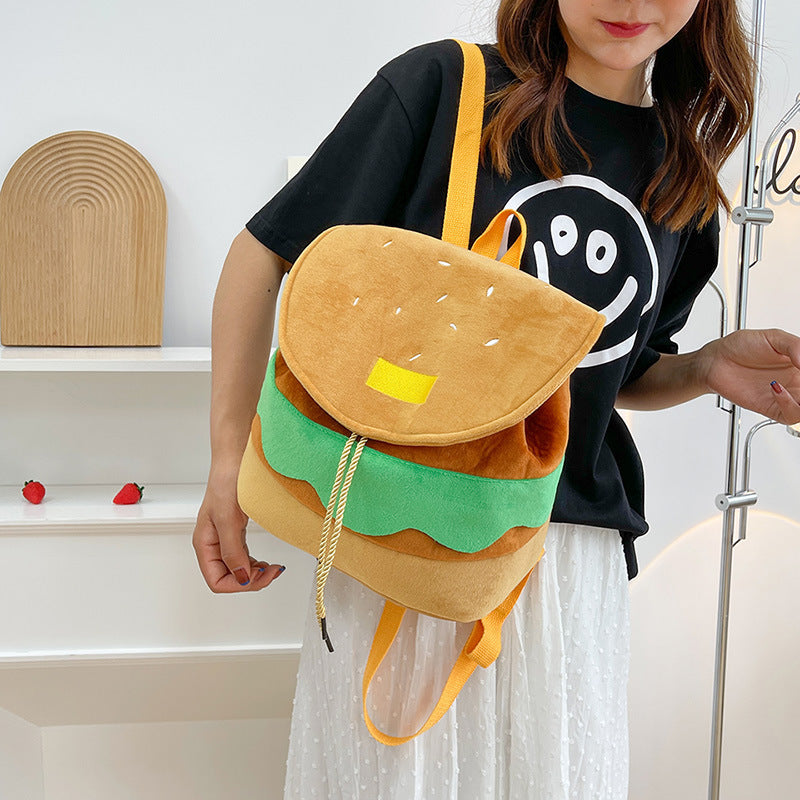 Cute Hamburger Plush Backpack for Girls & Kids