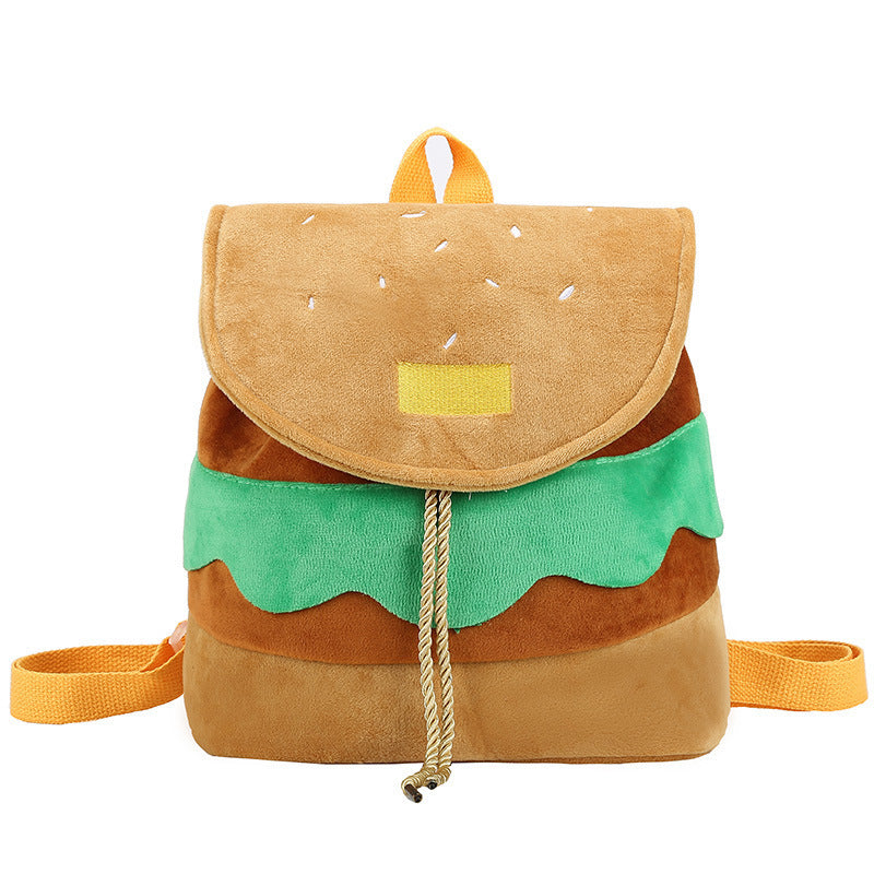 Cute Hamburger Plush Backpack for Girls & Kids