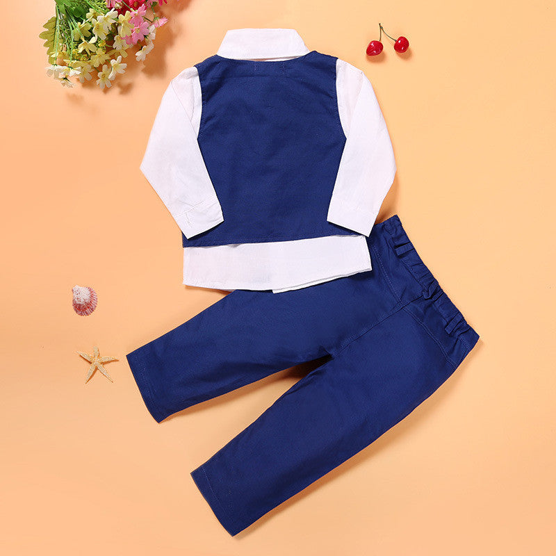 Boys' Casual Gentleman Suit Set - 3-Piece Vest & Trousers