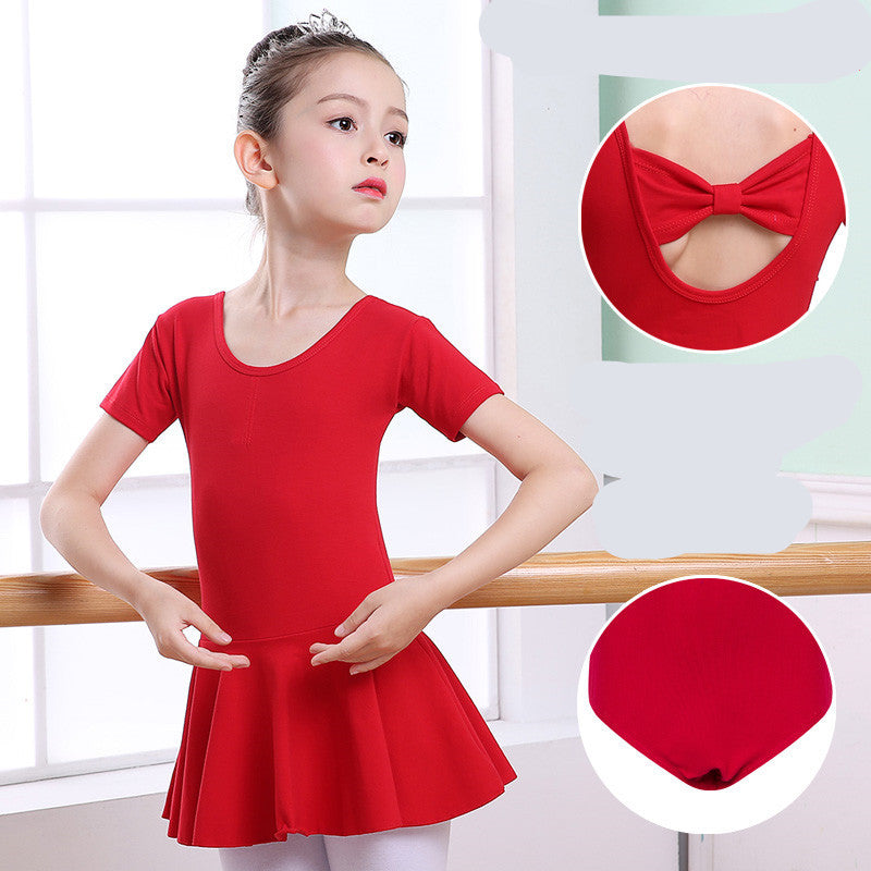 Girls' Short-Sleeve Tutu Ballet Practice Leotard