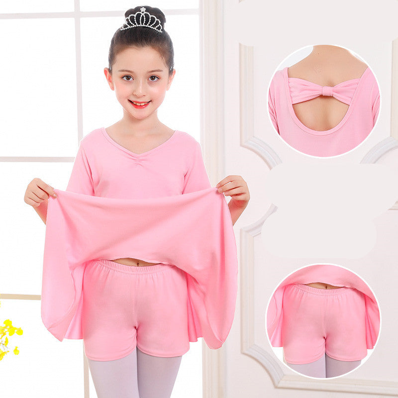 Girls' Short-Sleeve Tutu Ballet Practice Leotard