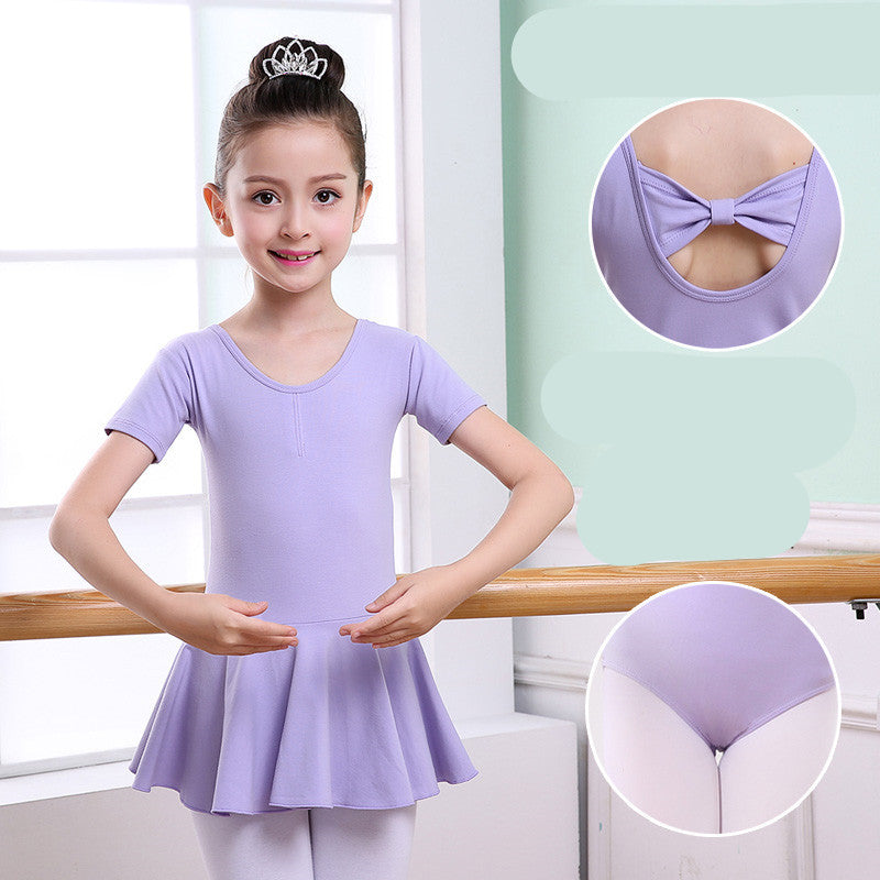 Girls' Short-Sleeve Tutu Ballet Practice Leotard