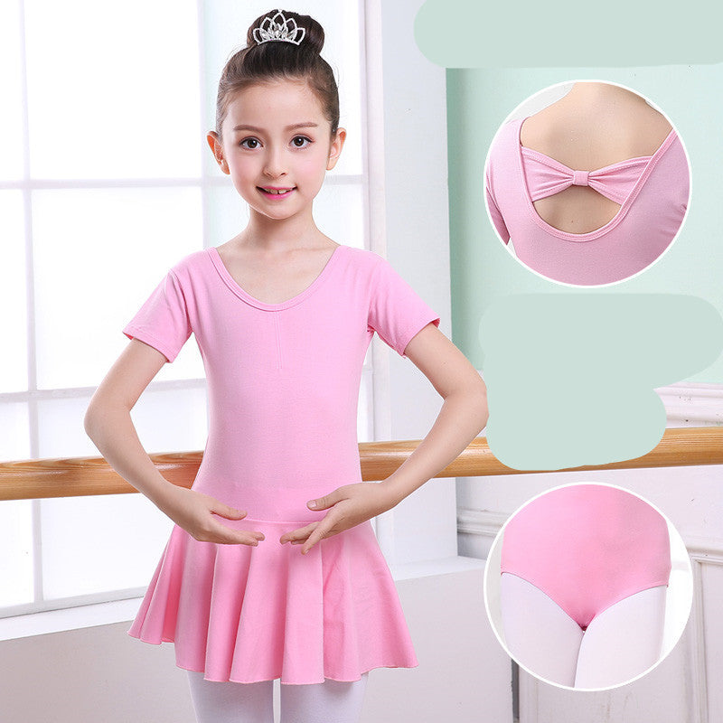 Girls' Short-Sleeve Tutu Ballet Practice Leotard