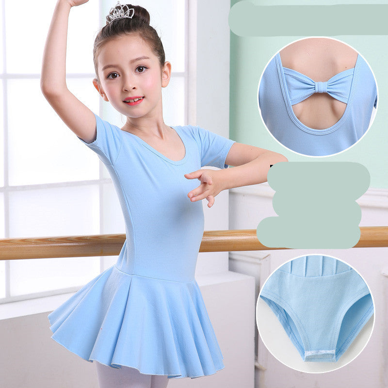 Girls' Short-Sleeve Tutu Ballet Practice Leotard