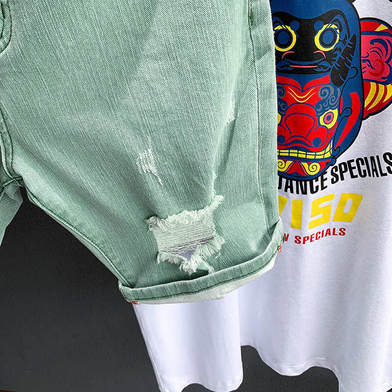 Women's High-Waisted Distressed Denim Shorts - Light Wash
