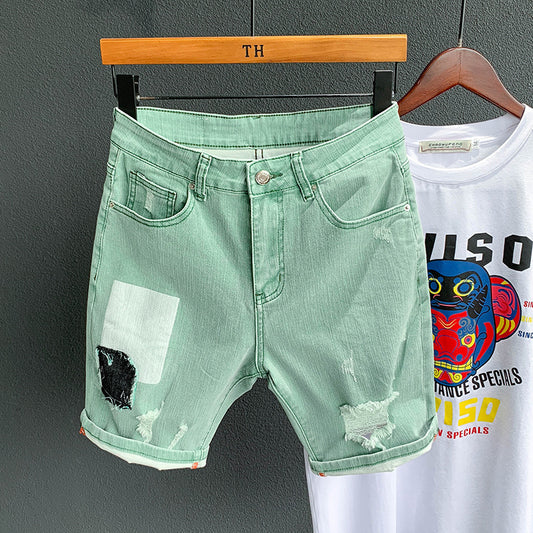 Women's High-Waisted Distressed Denim Shorts - Light Wash
