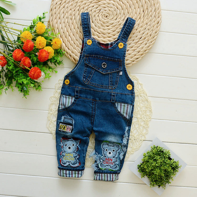 Kids Unisex Denim Overalls with Adjustable Straps
