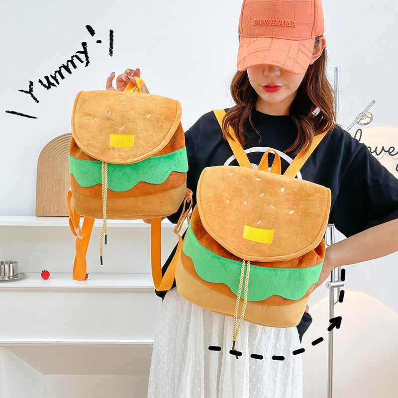Cute Hamburger Plush Backpack for Girls & Kids