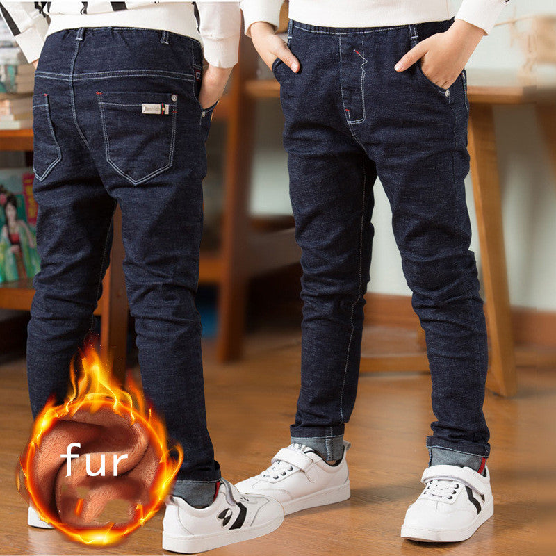 Thick Fleece Lined Boys' Winter Jeans