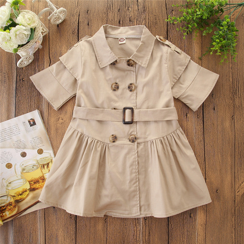 Kids Summer Clothing Beige Korean Style Children Shirt Girls' Dress...