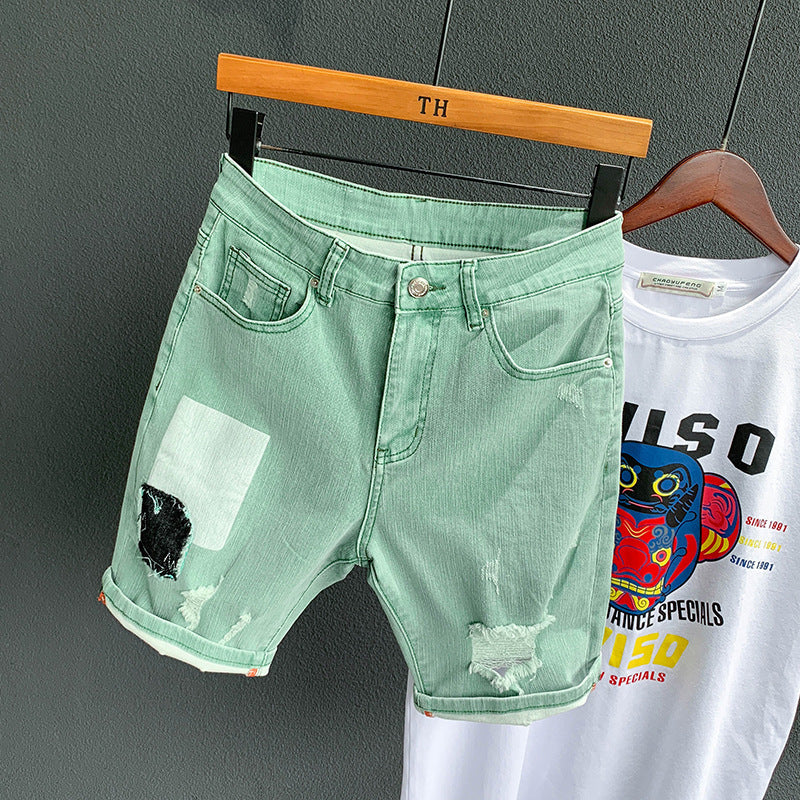 Women's High-Waisted Distressed Denim Shorts - Light Wash