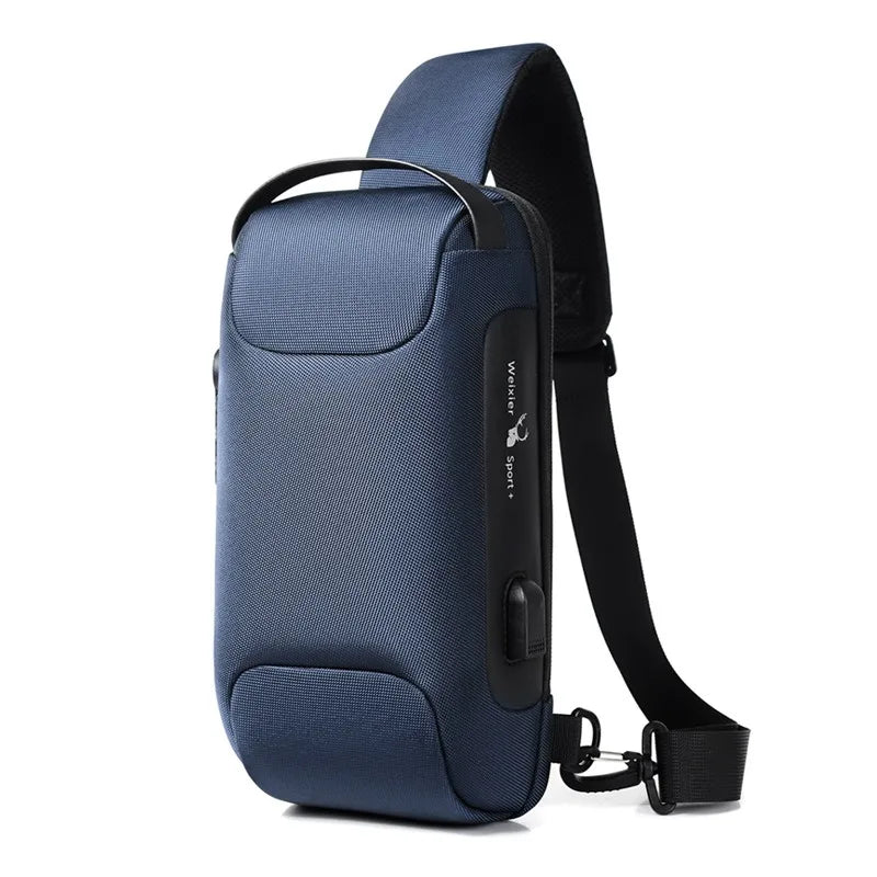 Men's Anti-Theft Crossbody Bag with USB Charging Port