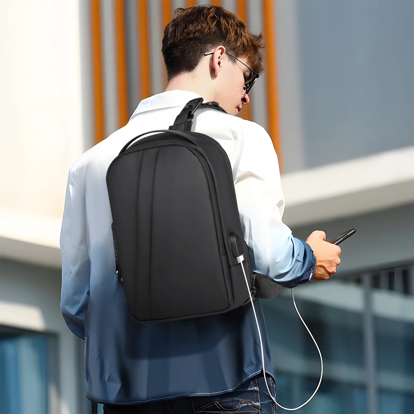 Geestock Anti-Theft Crossbody Bag with USB Charging | Travel Sling Bag for Men & Women