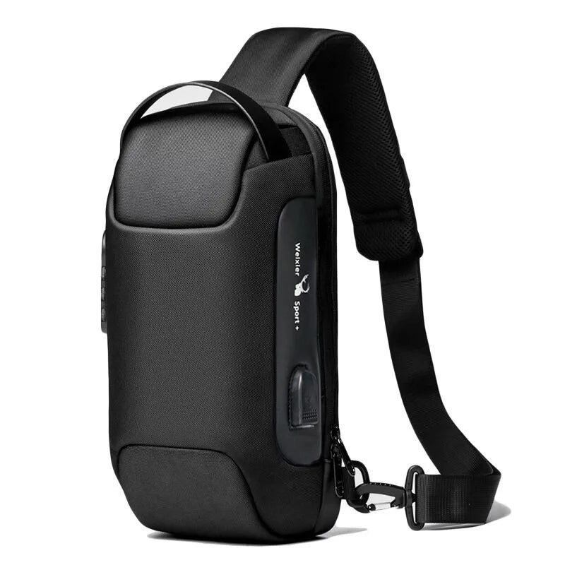 Men's Anti-Theft Crossbody Bag with USB Charging Port