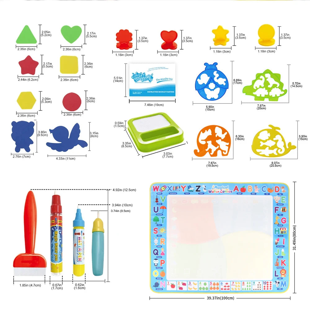 Reusable Water Doodle Mat with Magic Pens | Mess-Free Drawing for Kids