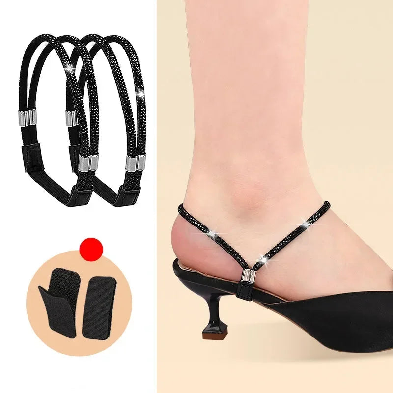 Women Shoelaces for High Heels Sandals Fixing Ankle Shoes Belt Luxury Rhinestones Shoelace Elastic laces Shoe Accessories 1Pair