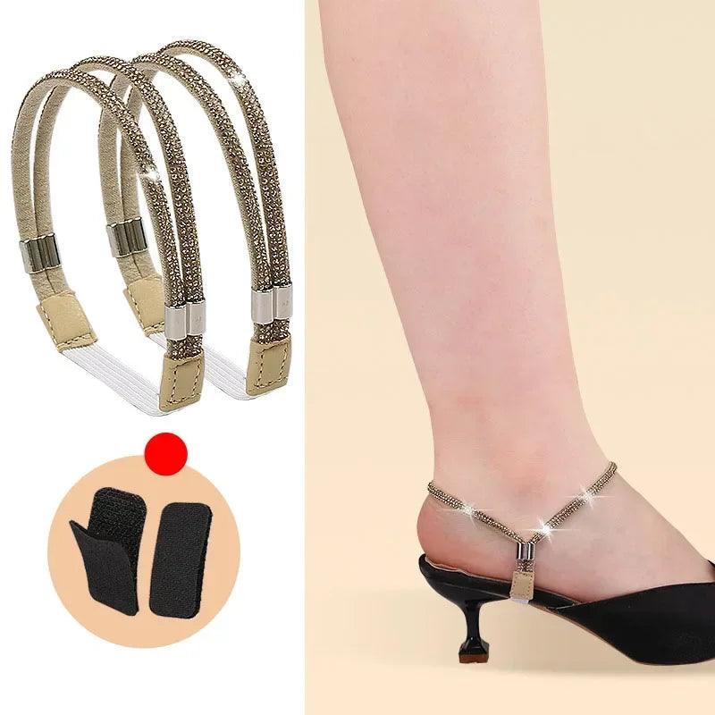 Women Shoelaces for High Heels Sandals Fixing Ankle Shoes Belt Luxury Rhinestones Shoelace Elastic laces Shoe Accessories 1Pair