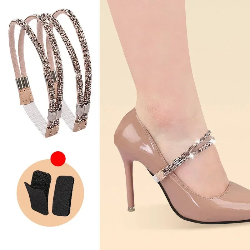 Women Shoelaces for High Heels Sandals Fixing Ankle Shoes Belt Luxury Rhinestones Shoelace Elastic laces Shoe Accessories 1Pair