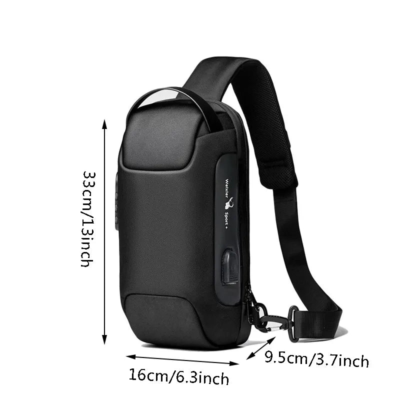 Men's Anti-Theft Crossbody Bag with USB Charging Port