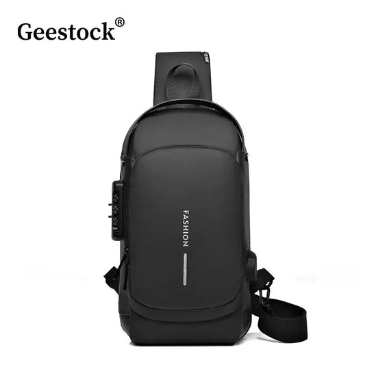 Geestock Anti-Theft Crossbody Bag with USB Charging | Travel Sling Bag for Men & Women