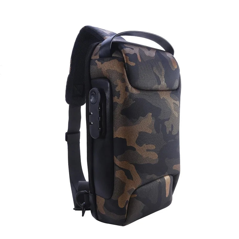 Men's Anti-Theft Crossbody Bag with USB Charging Port