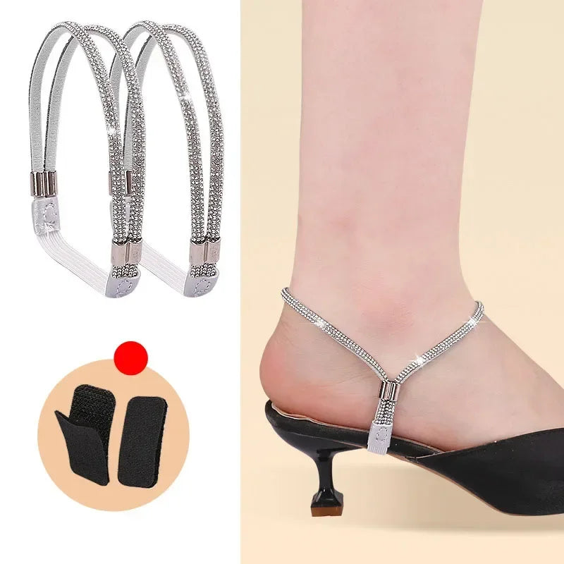 Women Shoelaces for High Heels Sandals Fixing Ankle Shoes Belt Luxury Rhinestones Shoelace Elastic laces Shoe Accessories 1Pair