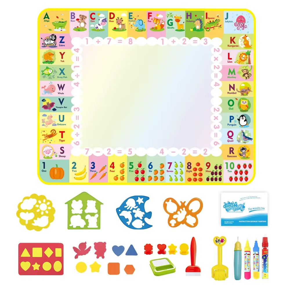Reusable Water Doodle Mat with Magic Pens | Mess-Free Drawing for Kids
