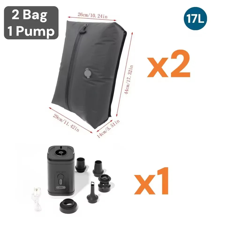 Travel Vacuum Compression Bag with Air Pump | 17L Reusable Luggage Storage