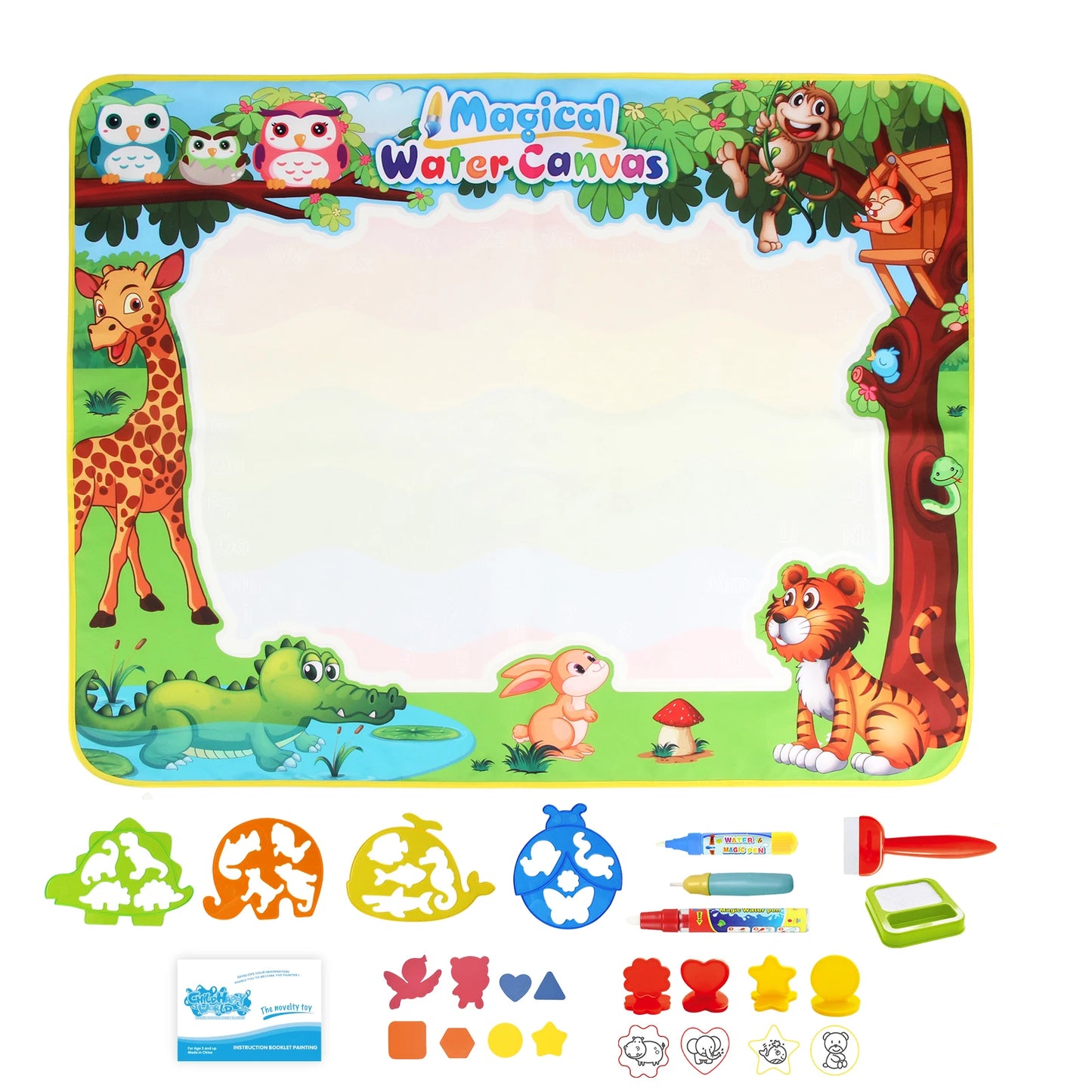 Reusable Water Doodle Mat with Magic Pens | Mess-Free Drawing for Kids