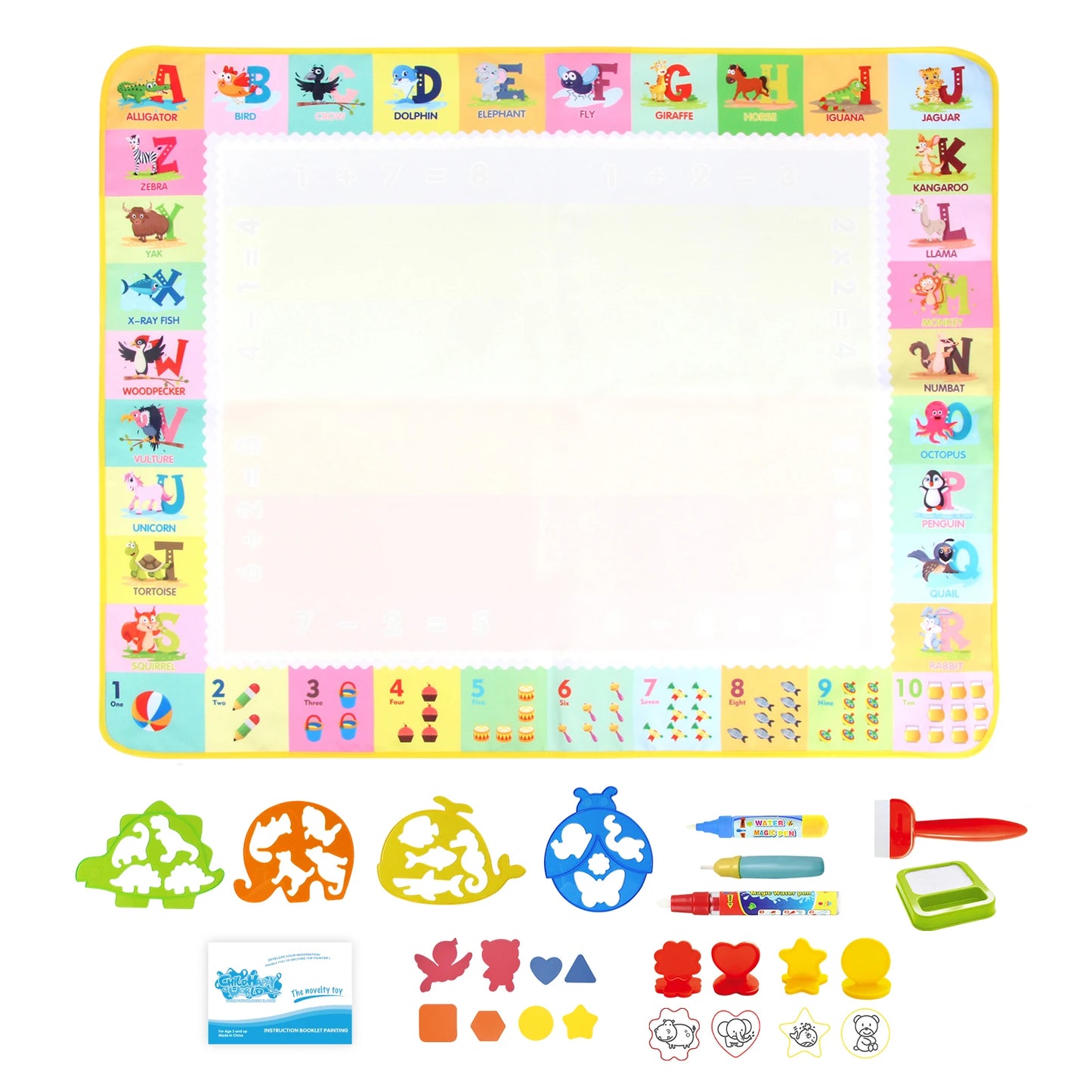 Reusable Water Doodle Mat with Magic Pens | Mess-Free Drawing for Kids