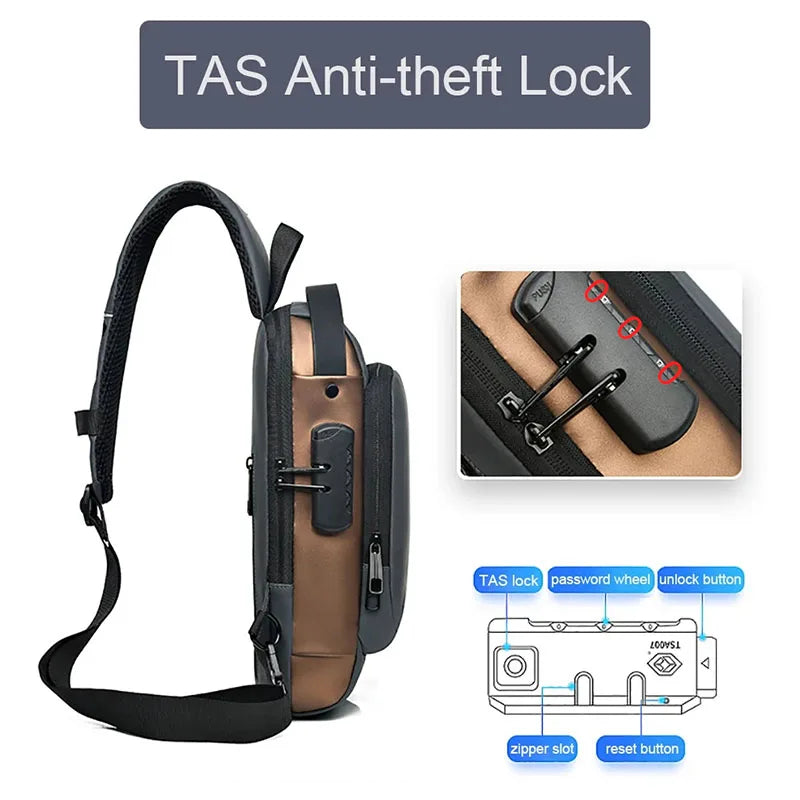 Geestock Anti-Theft Crossbody Bag with USB Charging | Travel Sling Bag for Men & Women