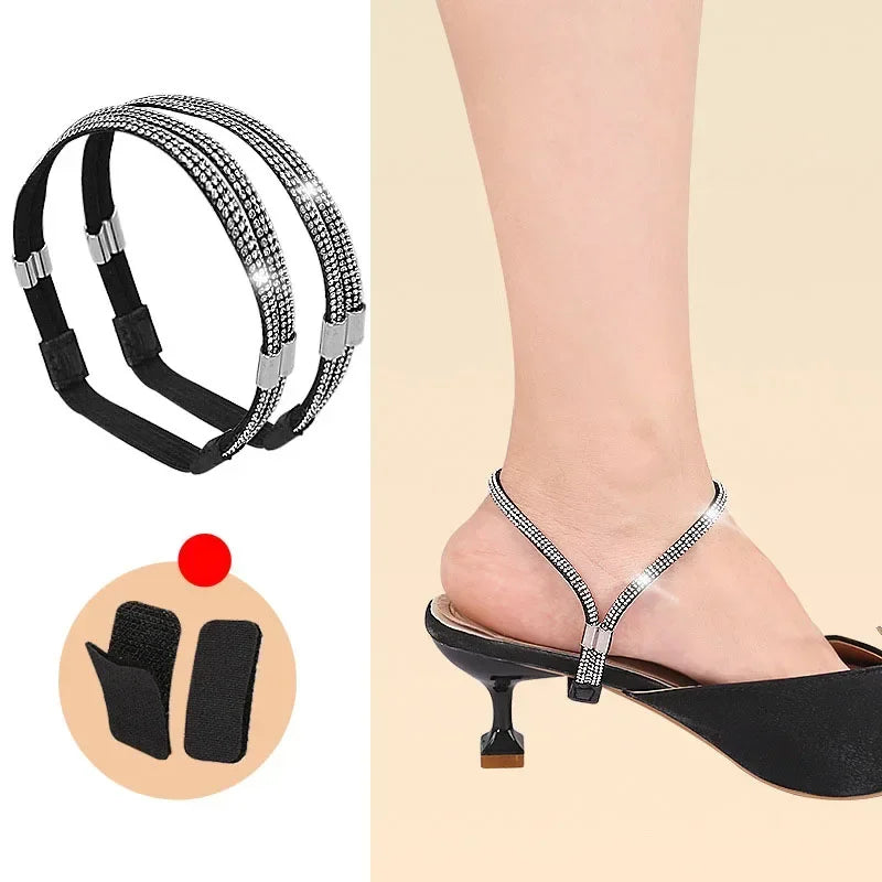 Women Shoelaces for High Heels Sandals Fixing Ankle Shoes Belt Luxury Rhinestones Shoelace Elastic laces Shoe Accessories 1Pair