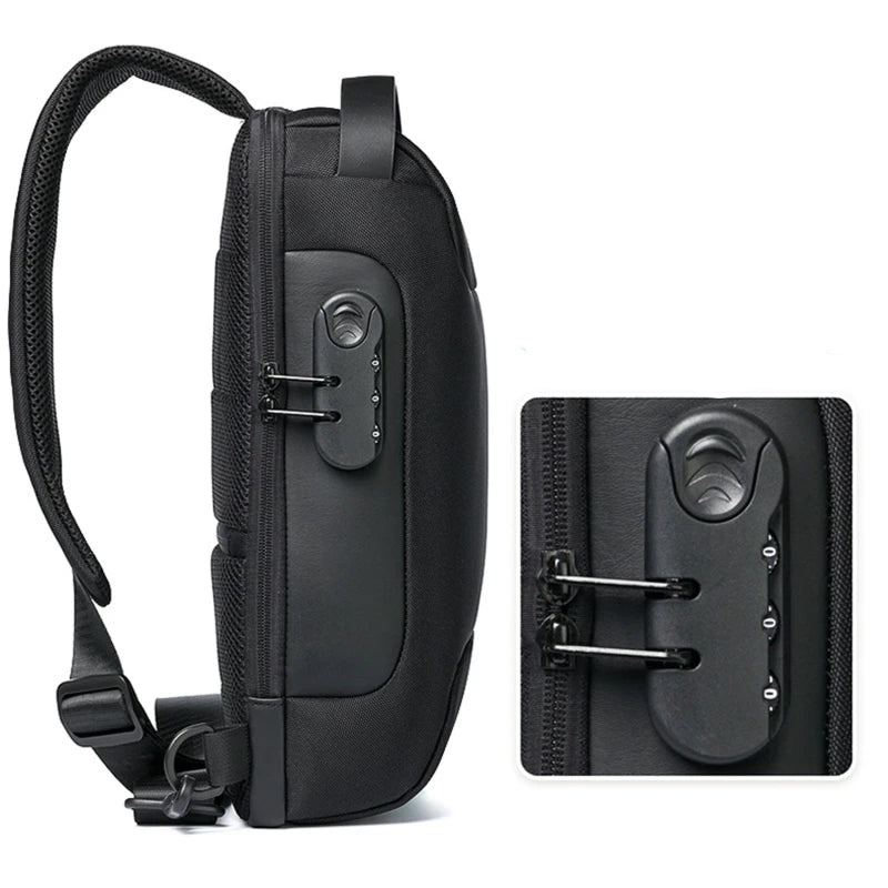 Men's Anti-Theft Crossbody Bag with USB Charging Port