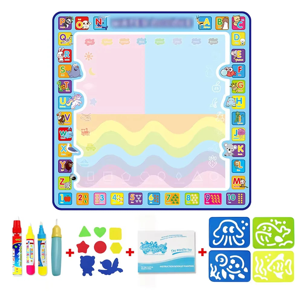Reusable Water Doodle Mat with Magic Pens | Mess-Free Drawing for Kids
