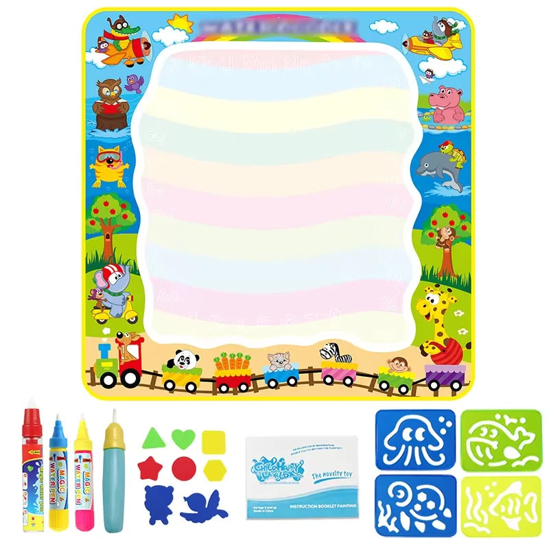 Reusable Water Doodle Mat with Magic Pens | Mess-Free Drawing for Kids