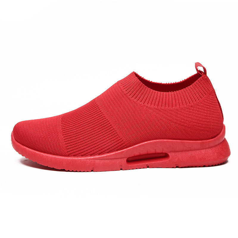Men's Flying Knit Casual Sneakers | Lightweight Black Mesh Shoes