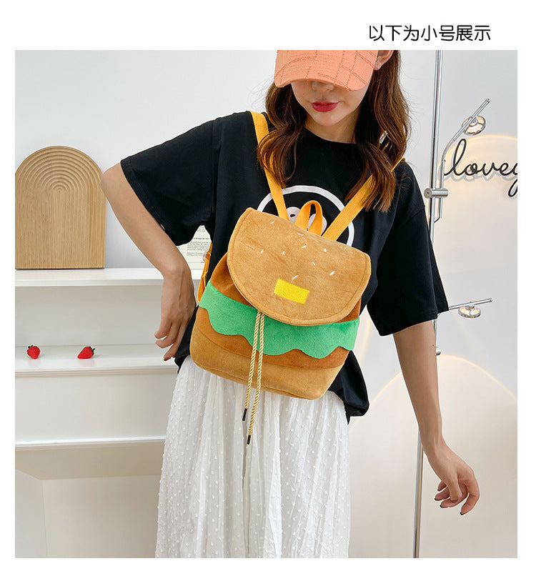 Cute Hamburger Plush Backpack for Girls & Kids