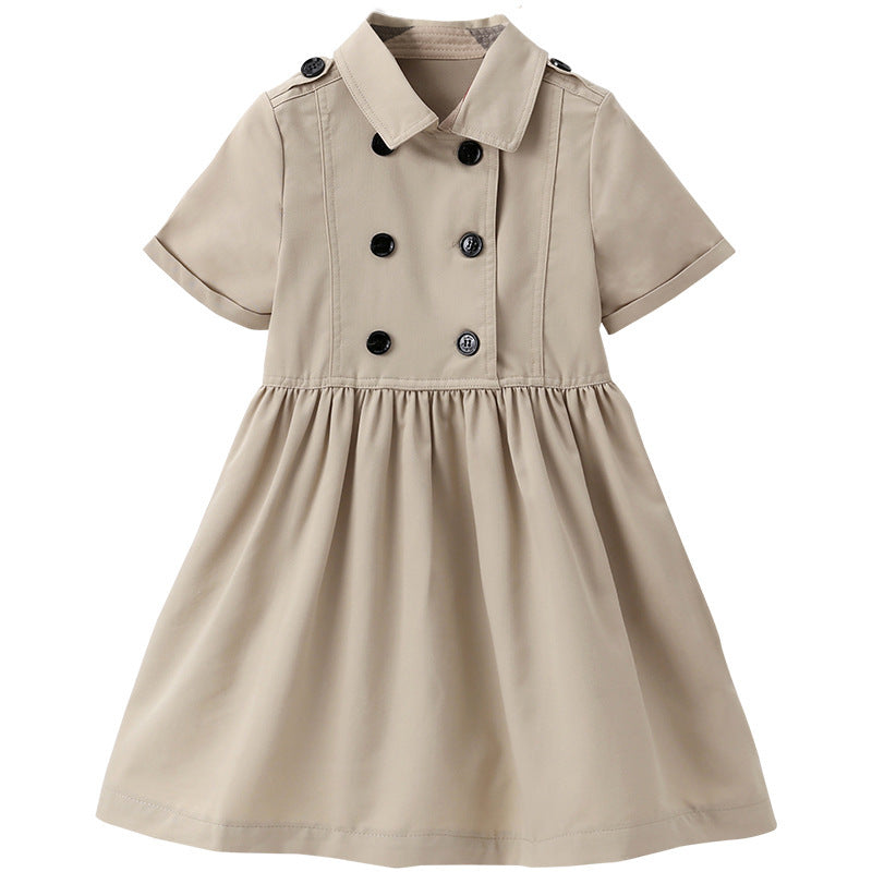 Kids Summer Clothing Beige Korean Style Children Shirt Girls' Dress...