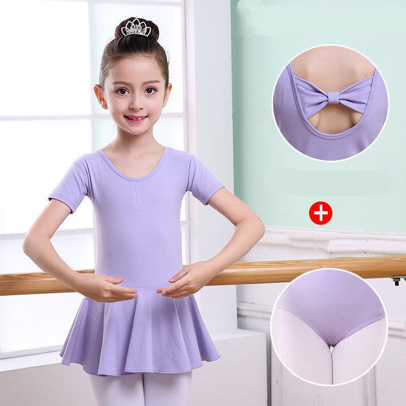 Girls' Short-Sleeve Tutu Ballet Practice Leotard