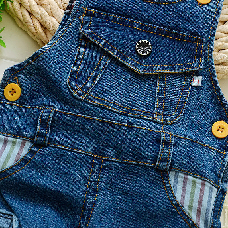 Kids Unisex Denim Overalls with Adjustable Straps