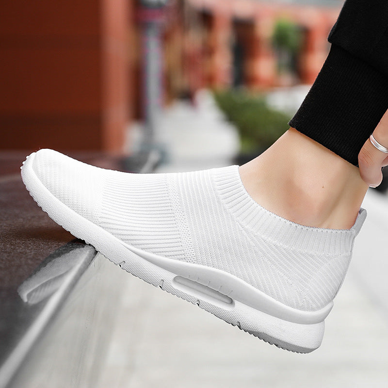 Men's Flying Knit Casual Sneakers | Lightweight Black Mesh Shoes