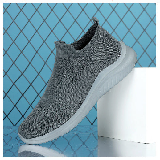 Men's Flying Knit Casual Sneakers | Lightweight Black Mesh Shoes